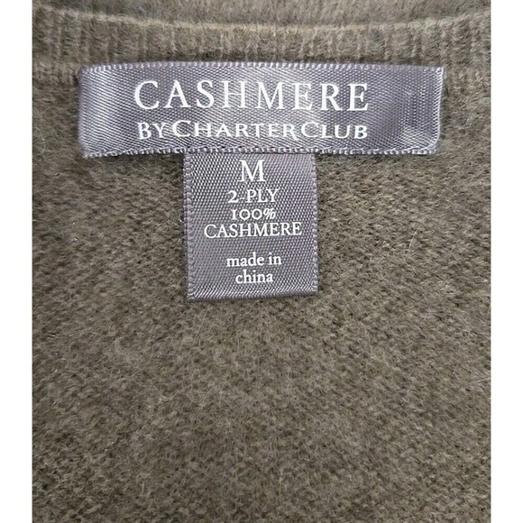 Charter Club 2-Ply 100% Cashmere V-Neck Sweater  Light Brown Soft  Women’s Sz M - Picture 5 of 8
